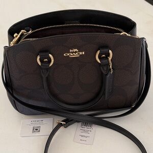 Coach Signature Brown and Black Satchel